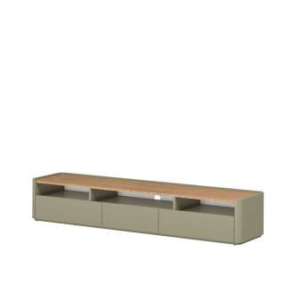 Tv-benk ELIVO - 200x35 cm - 1 dør - 2 skuffer- eukalyptus - eik baltic