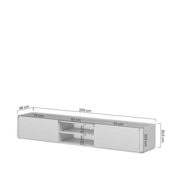 Tv-benk ELIVO - 220x35 cm - 1 dør - 1 skuff- eukalyptus - eik baltic