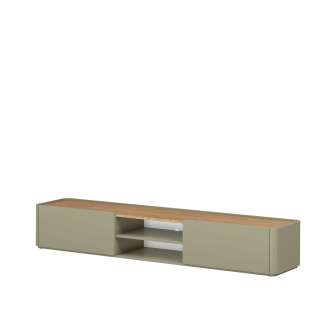 Tv-benk ELIVO - 220x35 cm - 1 dør - 1 skuff- eukalyptus - eik baltic