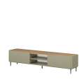 Tv-benk ELIVO - 220x48 cm - 1 dør - 1 skuff - eukalyptus - eik baltic - tre bein