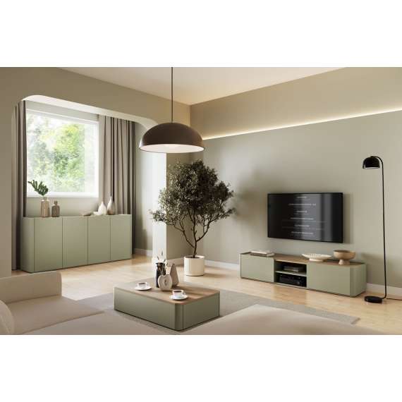 Sofabord ELIVO - 100x60 cm - 2 skuffer - eukalyptus - eik baltic