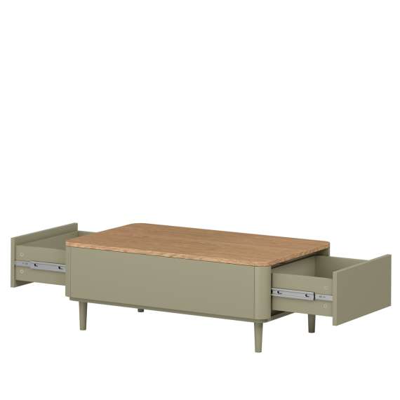 Sofabord ELIVO - 100x60 cm - 2 skuffer - eukalyptus - eik baltic