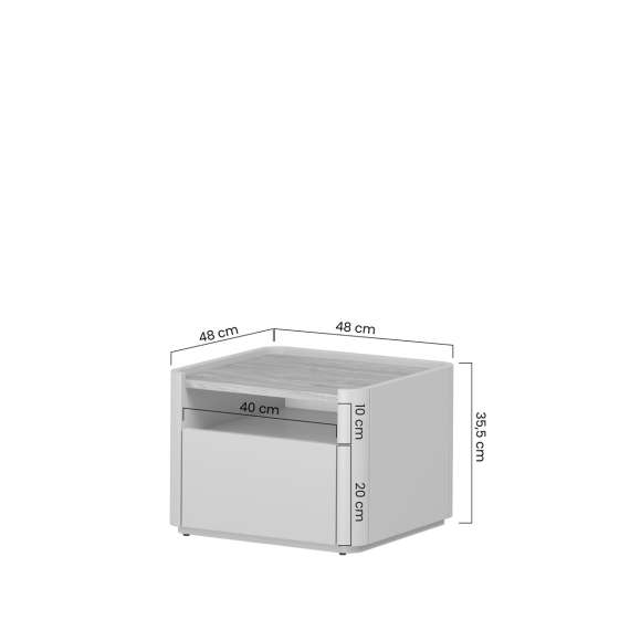 Nattbord ELIVO - 48x35 cm - 1 skuff- eukalyptus - eik baltic