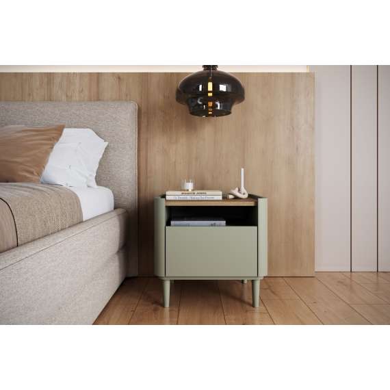 Nattbord ELIVO - 48x48 cm - 1 skuff - eukalyptus - eik baltic