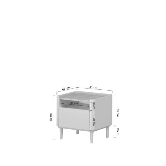 Nattbord ELIVO - 48x48 cm - 1 skuff - eukalyptus - eik baltic