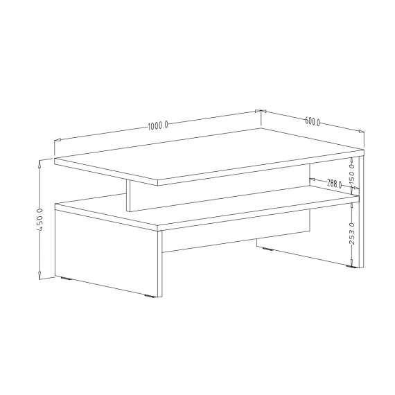 Sofabord Baros 100x60 cm - steinlook - sort matt