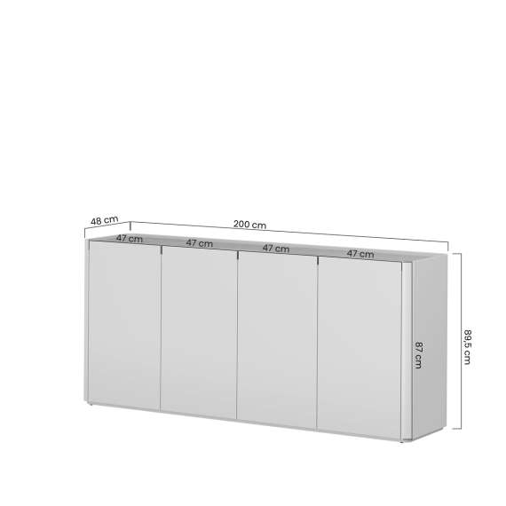 Skjenk ELIVO - 200x90 cm - 4 dører- eukalyptus - eik baltic