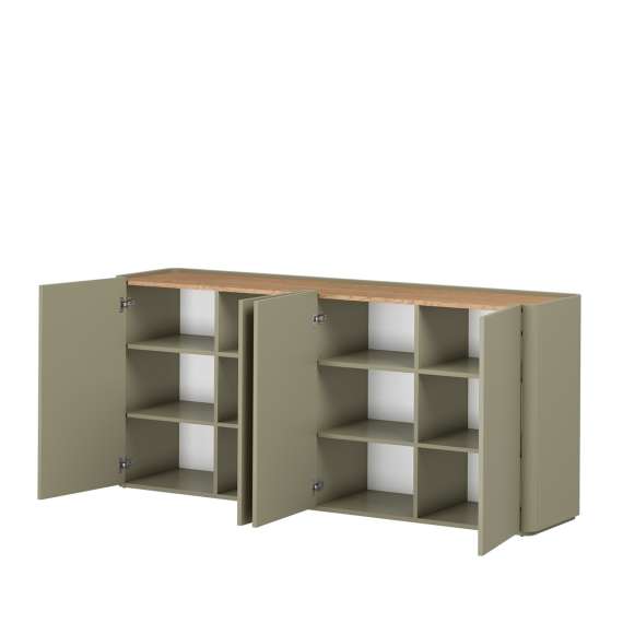 Skjenk ELIVO - 200x90 cm - 4 dører- eukalyptus - eik baltic