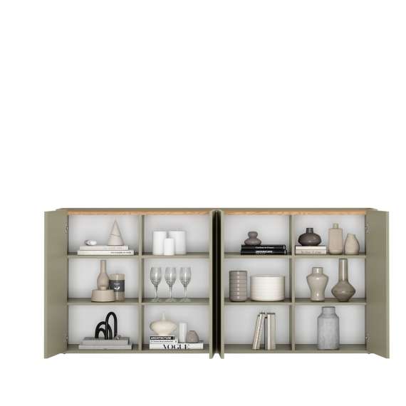 Skjenk ELIVO - 200x90 cm - 4 dører- eukalyptus - eik baltic