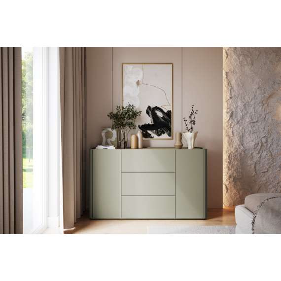 Skjenk ELIVO - 150x90 cm - 2 dører- 3 skuffer - eukalyptus - eik baltic