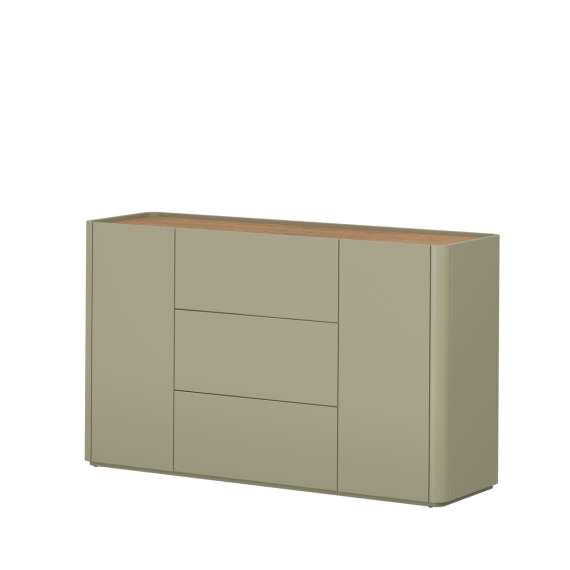 Skjenk ELIVO - 150x90 cm - 2 dører- 3 skuffer - eukalyptus - eik baltic