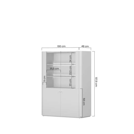 Vitrineskap ELIVO - 100x138 cm - 2 dører- eukalyptus - eik baltic