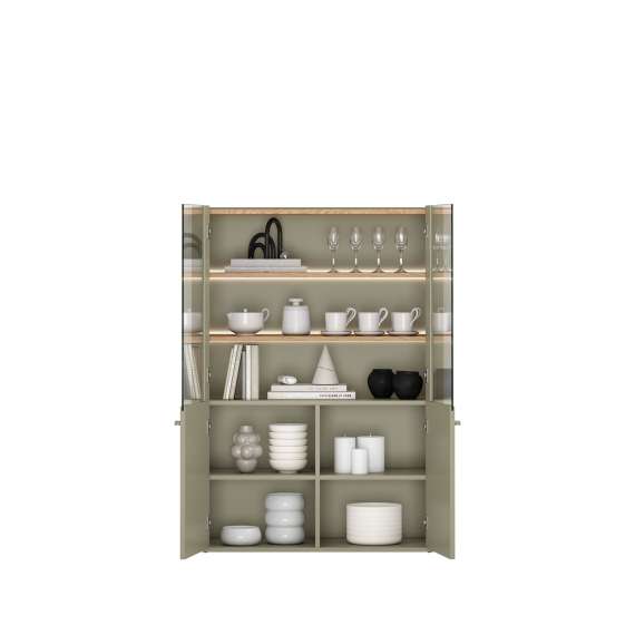 Vitrineskap ELIVO - 100x138 cm - 2 dører- eukalyptus - eik baltic