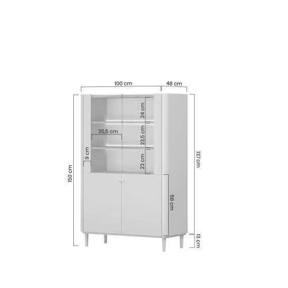 Vitrineskap ELIVO - 100x150 cm - 2 dører- eukalyptus - eik baltic