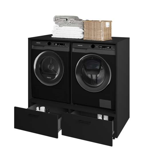 Skap til vaskemaskin og tørketrommel ROSANA 132x117 cm - med skuffer