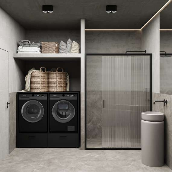 Skap til vaskemaskin og tørketrommel ROSANA 132x117 cm - med skuffer