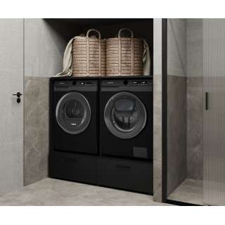 Skap til vaskemaskin og tørketrommel ROSANA 132x117 cm - med skuffer