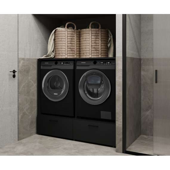 Skap til vaskemaskin og tørketrommel ROSANA 132x117 cm - med skuffer