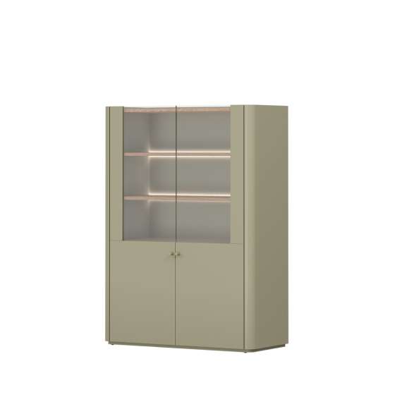 Vitrineskap ELIVO - 100x138 cm - 2 dører- eukalyptus - eik baltic