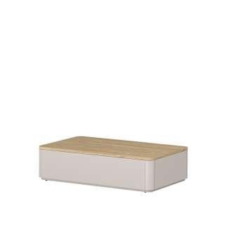 Sofabord ELIVO - 100x25 cm - 2 skuffer - cashmere - oljet eik