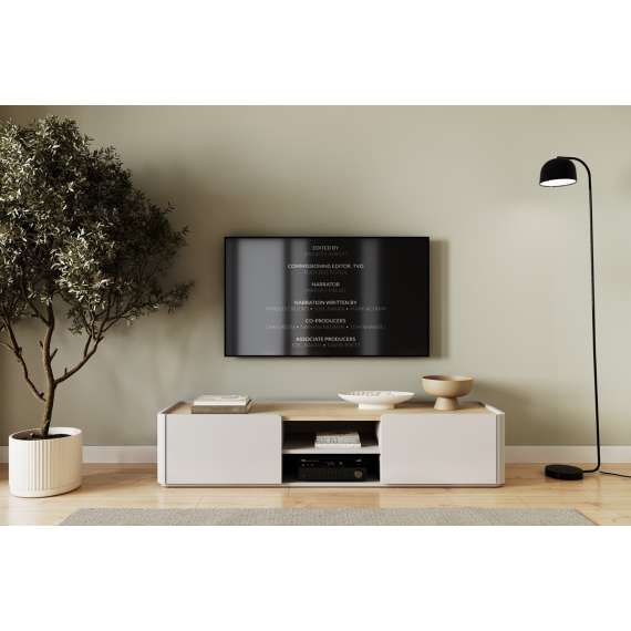 Tv-benk ELIVO - 170x36 cm - 1 skuff - 1 dør -  cashmere - oljet eik