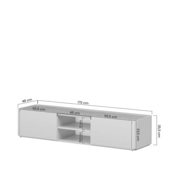 Tv-benk ELIVO - 170x36 cm - 1 skuff - 1 dør -  cashmere - oljet eik