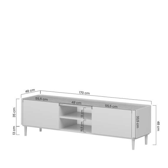 Tv-benk ELIVO - 170x48 cm - 1 skuff - 1 dør -  cashmere - oljet eik