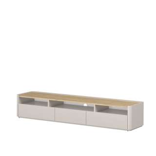 Tv-benk ELIVO - 200x36 cm - 2 skuffer - 1 dør -  cashmere - oljet eik