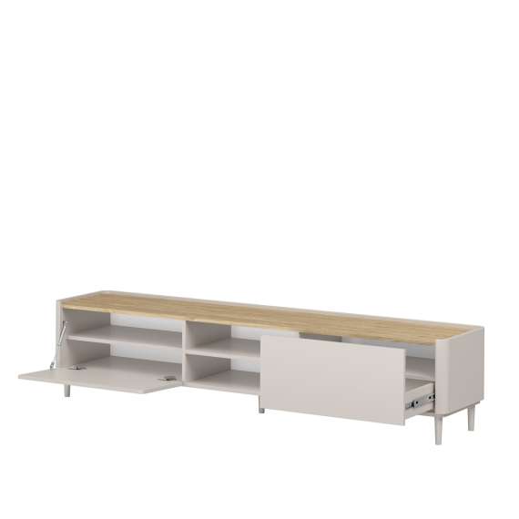 Tv-benk ELIVO - 220x48 cm - 1 skuff - 1 dør -  cashmere - oljet eik