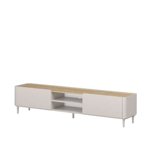 Tv-benk ELIVO - 220x48 cm - 1 skuff - 1 dør -  cashmere - oljet eik
