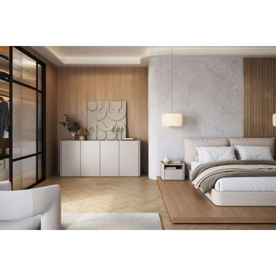 Nattbord ELIVO - 48x35 cm - 1 skuff- cashmere - oljet eik