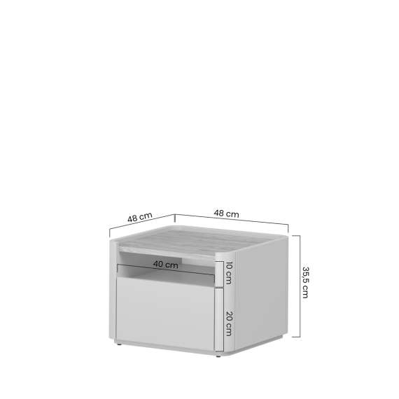 Nattbord ELIVO - 48x35 cm - 1 skuff- cashmere - oljet eik