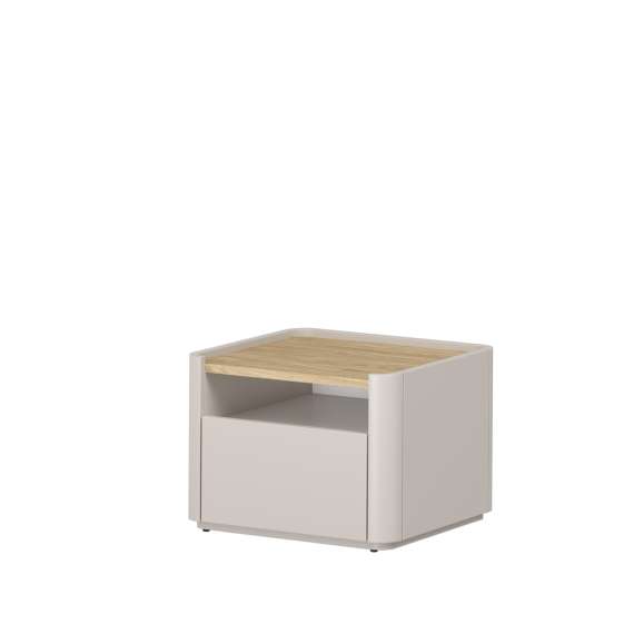 Nattbord ELIVO - 48x35 cm - 1 skuff- cashmere - oljet eik