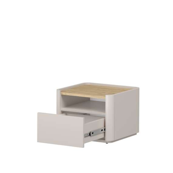 Nattbord ELIVO - 48x35 cm - 1 skuff- cashmere - oljet eik