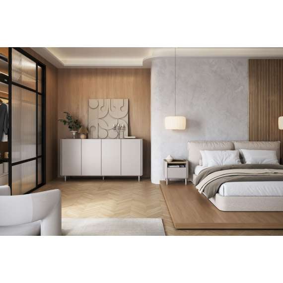 Nattbord ELIVO - 48x48 cm - 1 skuff- cashmere - oljet eik