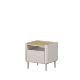 Nattbord ELIVO - 48x48 cm - 1 skuff- cashmere - oljet eik