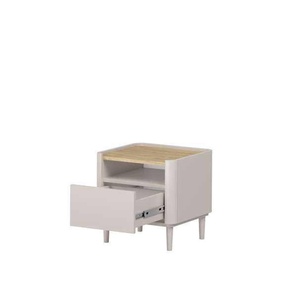 Nattbord ELIVO - 48x48 cm - 1 skuff- cashmere - oljet eik