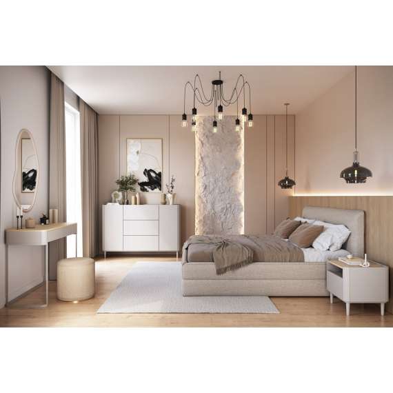 Nattbord ELIVO - 48x48 cm - 1 skuff- cashmere - oljet eik