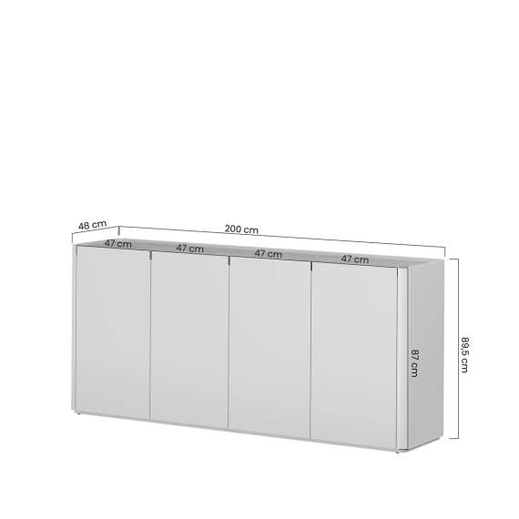 Skjenk ELIVO - 200x90 cm - 4 dør -  cashmere - oljet eik