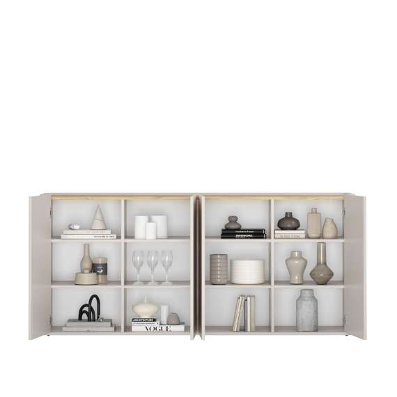 Skjenk ELIVO - 200x90 cm - 4 dør -  cashmere - oljet eik