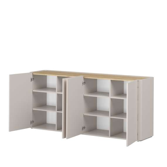 Skjenk ELIVO - 200x90 cm - 4 dør -  cashmere - oljet eik