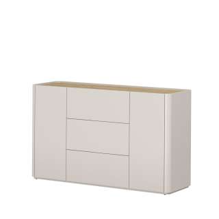 Skjenk ELIVO - 150x90 cm - 2 dører - 3 skuffer -  cashmere - oljet eik