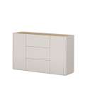 Skjenk ELIVO - 150x90 cm - 2 dører - 3 skuffer -  cashmere - oljet eik