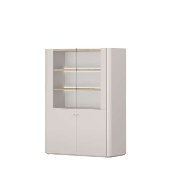 Vitrineskap ELIVO - 100x138 cm - 2 dører- cashmere - baltic eik