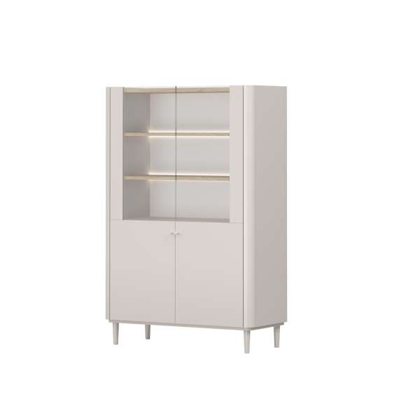 Vitrineskap ELIVO - 100x150 cm - 2 dører- cashmere - baltic eik