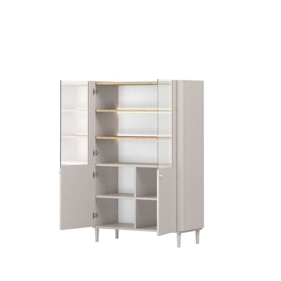 Vitrineskap ELIVO - 100x150 cm - 2 dører- cashmere - baltic eik