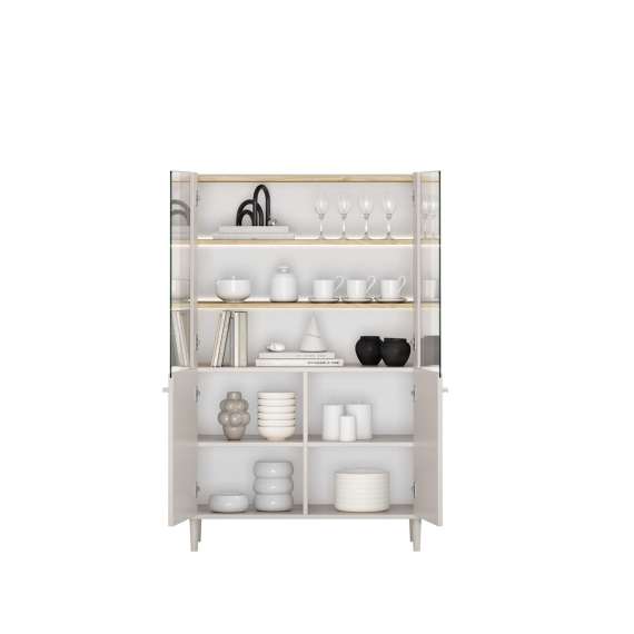 Vitrineskap ELIVO - 100x150 cm - 2 dører- cashmere - baltic eik