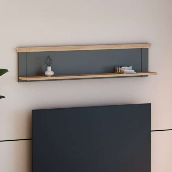 Hylle PONTY 150x33 cm - grå wolfram - eik mauvella