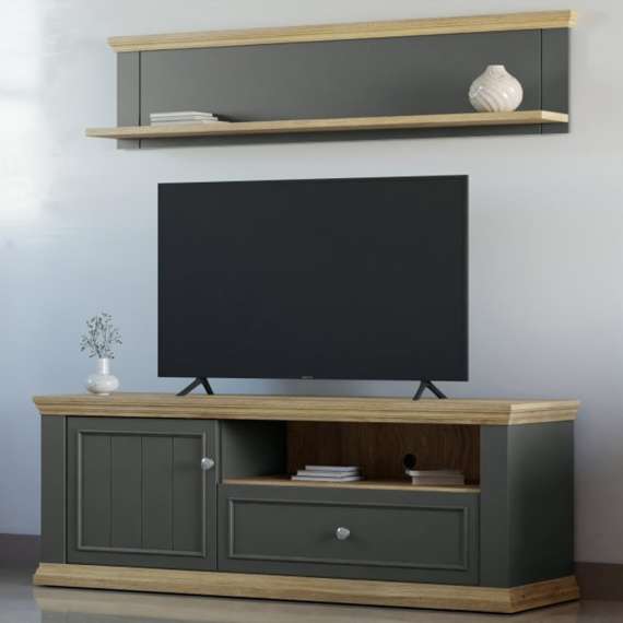 Hylle PONTY 150x33 cm - grå wolfram - eik mauvella