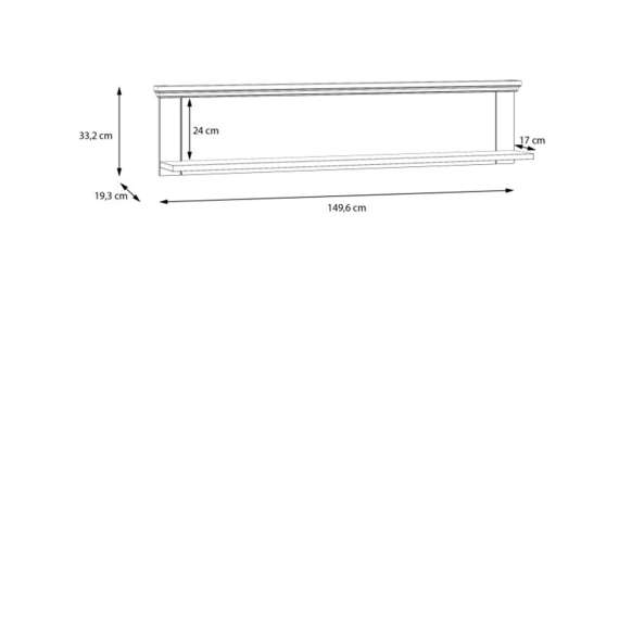 Hylle PONTY 150x33 cm - grå wolfram - eik mauvella